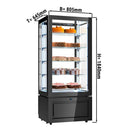 Vitrine panoramique - 457 litres - 800mm - 5 étagères - Noir.