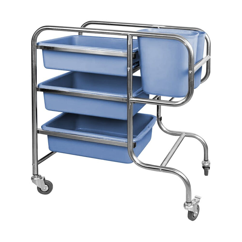 Chariot de ménage - Avec 3 espaces de rangement et 2 seaux