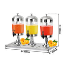 Distributeur de jus - 3x 8 litres - Inox.