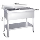 Evier PREMIUM - 1400x700mm - avec fond & 1 bac à gauche