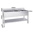 Evier PREMIUM - 1400x700mm - avec fond & 2 bacs à droite