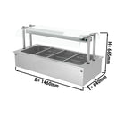Bain-marie encastrable - 1,5m - 4x GN 1/1 - avec pare-haleine en verre.
