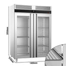 Congélateur en acier inoxydable PREMIUM - GN 2/1 - 1400 Litres - avec 2 portes vitrées