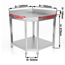 Table de travail d'angle en inox PREMIUM - 1000x600mm - avec fond de base & rebord
