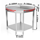 Table de travail d'angle en inox PREMIUM - 1000x700mm - avec fond de base & rebord