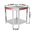 Table de travail d'angle en inox PREMIUM - 1000x700mm - avec fond de base sans rebord